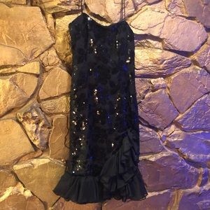 Black sequined vintage cocktail dress